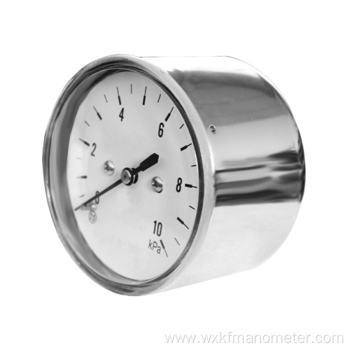 0 - 10Kpa 40mm stainless steel glycerine oil filled pressure gauge